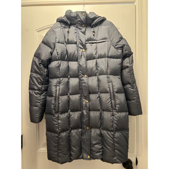Lands End Women’s Stylish Long Puffer Winter Modern Jacket Size‎ M 10-12 Gray - Picture 1 of 8